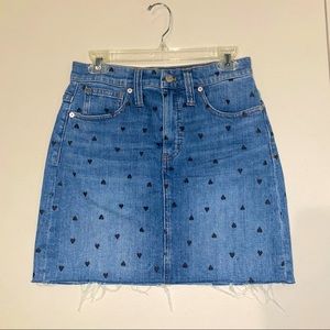 Madewell Jean skirt with black hearts